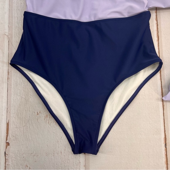 NWT Women's One Piece Swimsuit Wrap Color Block Tie Side Bathing Suit SIZE M - Picture 8 of 17